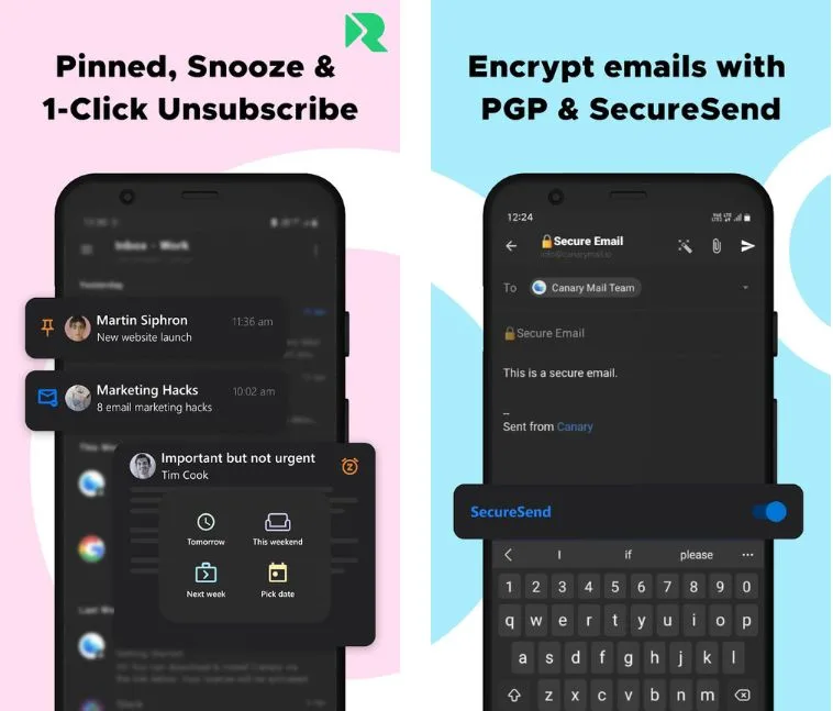 Read Receipts in the Canary Mail Mod APK